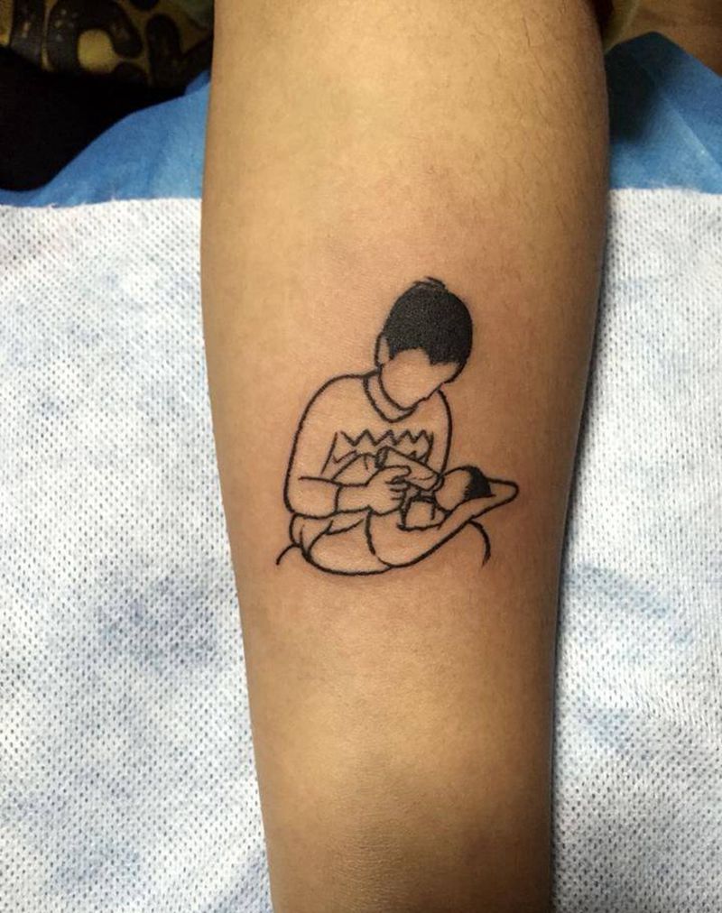 父爱如山！线画图！纹身图片