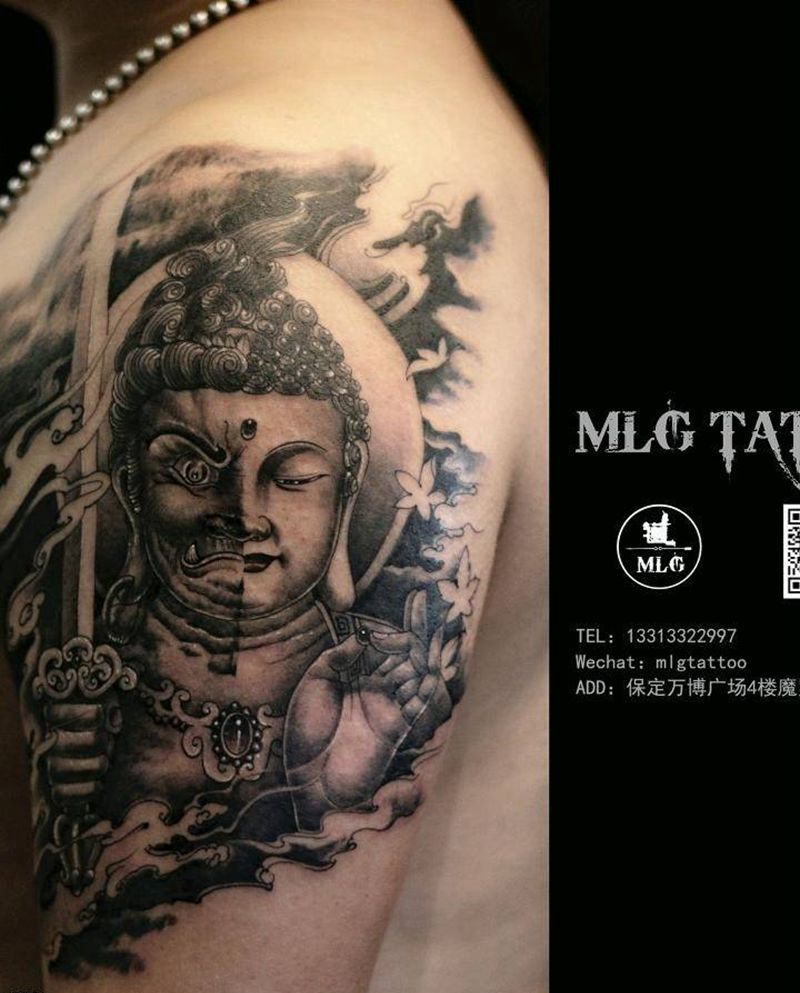 传统不动冥王纹身图片