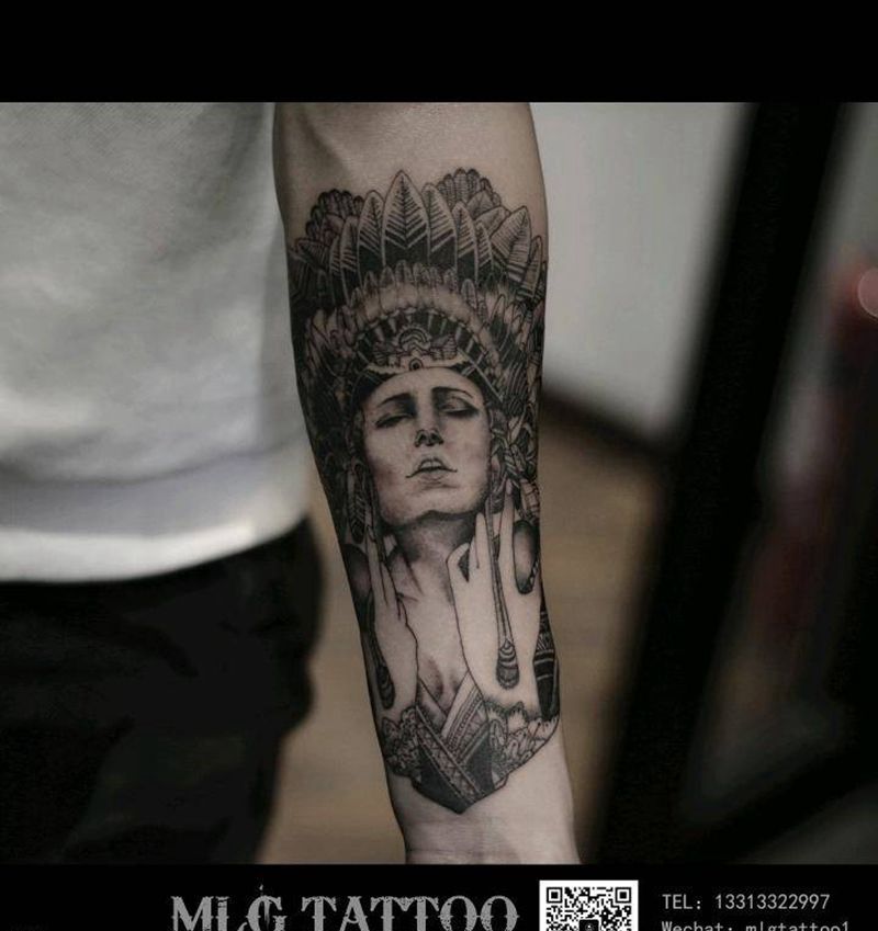 印第安女郎纹身图片