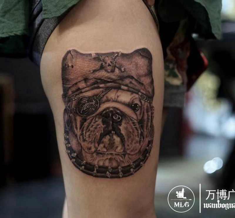 写实宠物纹身图片_成品腿部欧美写实动物原创3D纹身图案