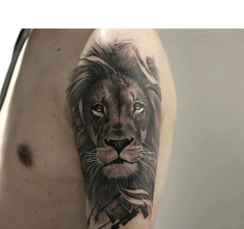 欧美写实  猛兽狮子纹身图片_手臂欧美写实纹身图案
