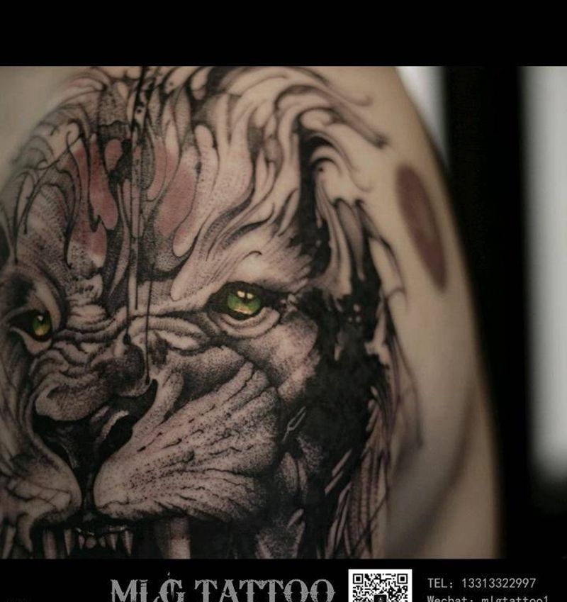 写实狮子纹身图片