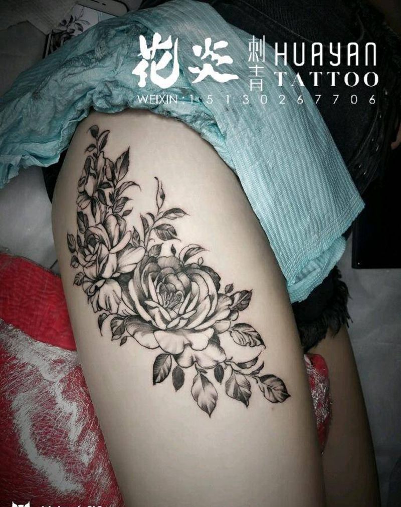 素花纹身图片_臀部腰部点刺花纹身图案