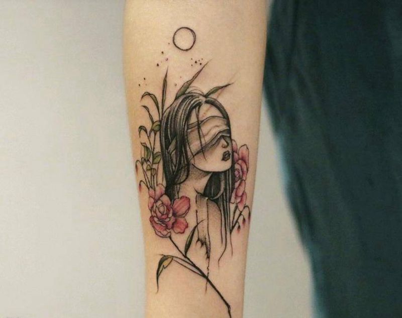 小清新纹身图片_手臂水彩水墨纹身图案