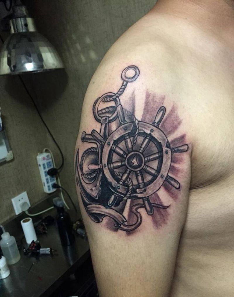 舵手铁锚！纹身图片