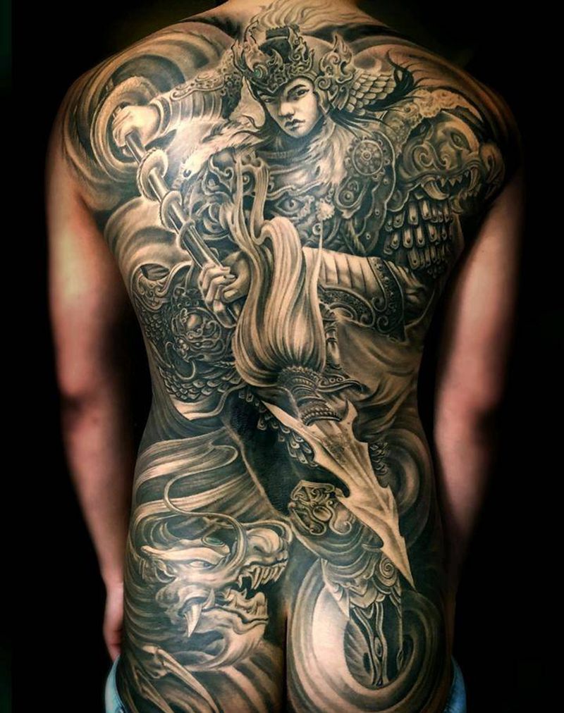 赵子龙纹身图片_背部臀部新传统纹身图案