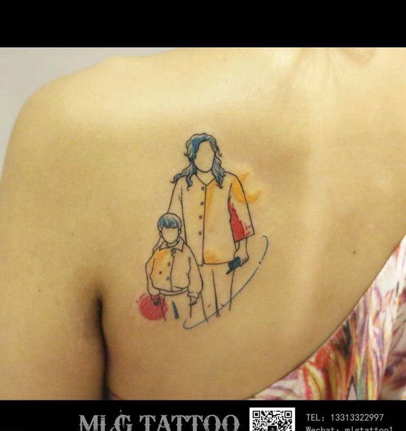 线条照片纹身图片_肩部几何纹身图案