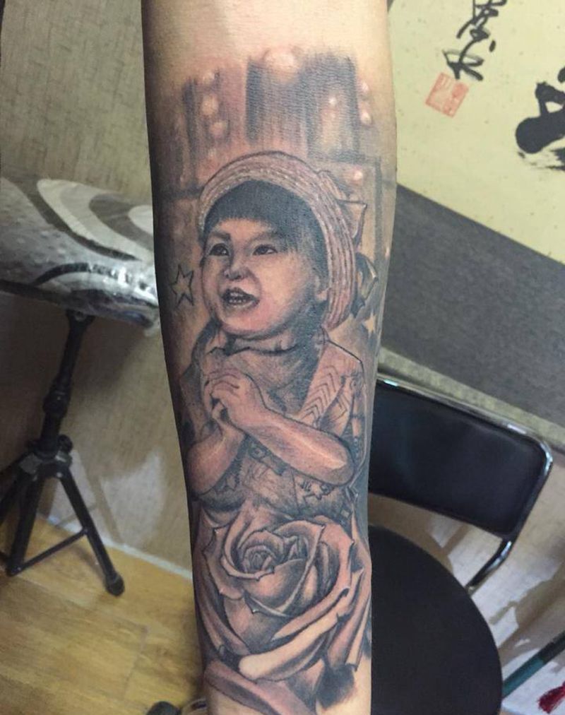 照片父爱如山！纹身图片