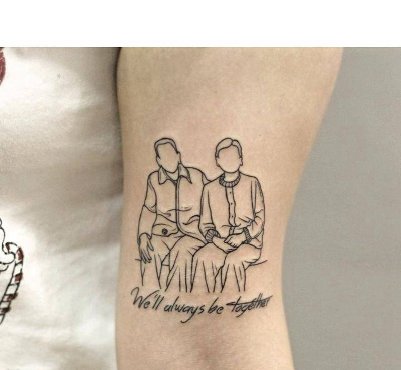 家人线条照片纹身图片_图腾几何纹身图案