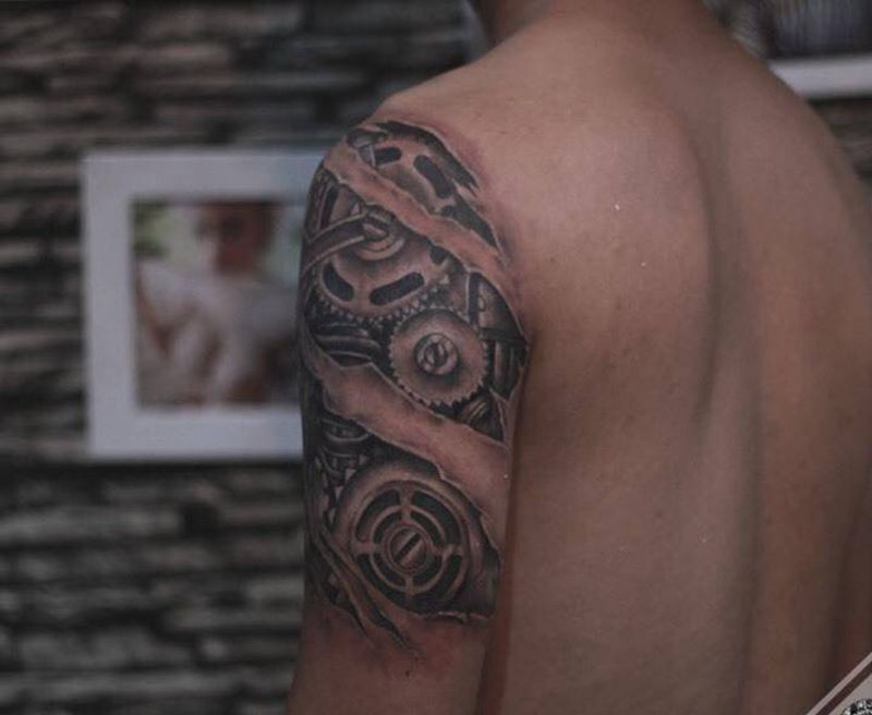 3D机械臂纹身图片_成品手臂写实欧美原创3D纹身图案