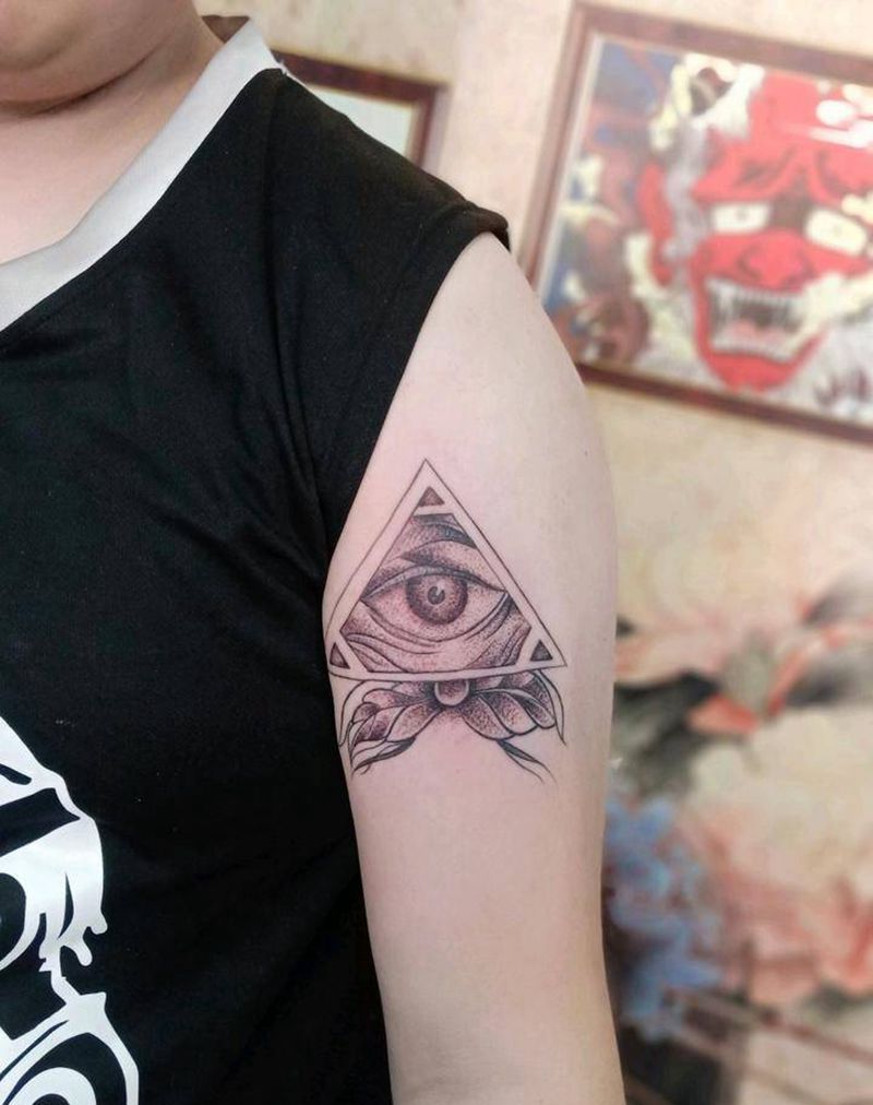 点刺,上帝之眼纹身图片_手臂点刺纹身图案