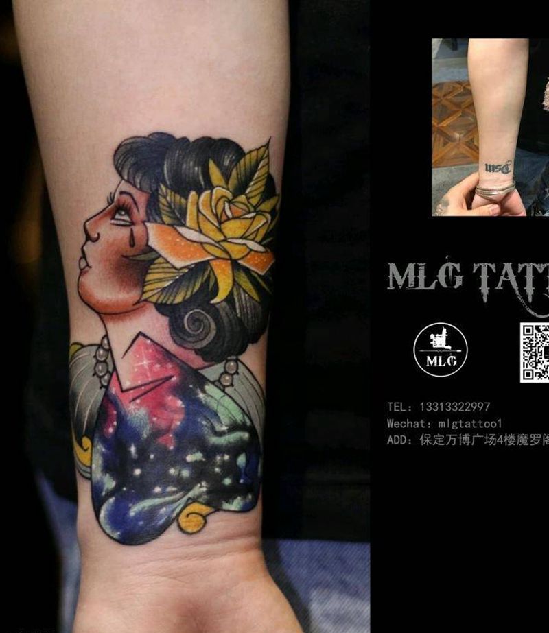 女郎纹身图片_手部纹身图案