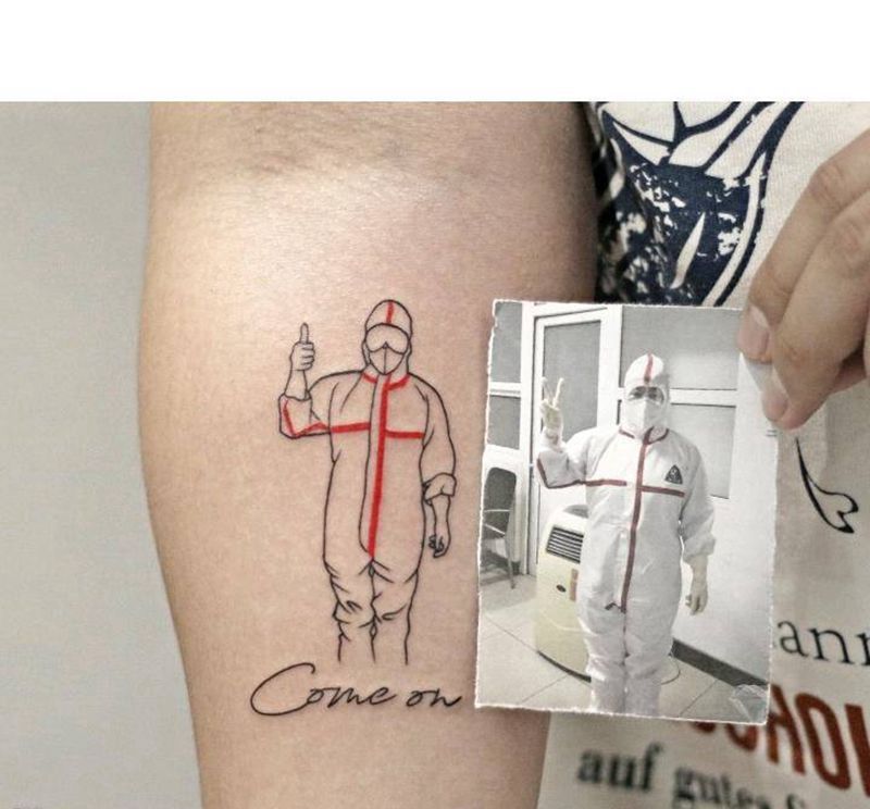 奔赴一线的护士天使纹身图片_图腾几何纹身图案