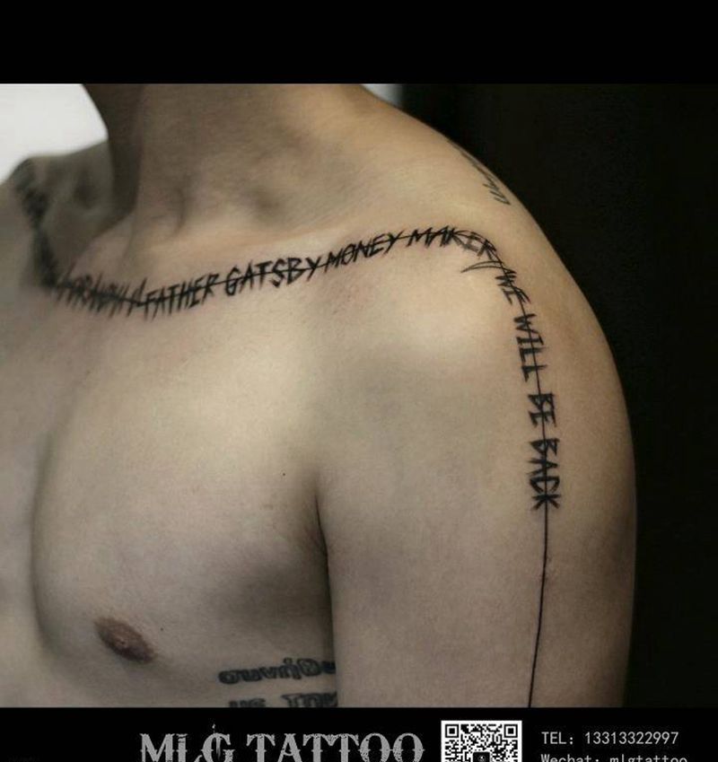 个性英文线条纹身图片