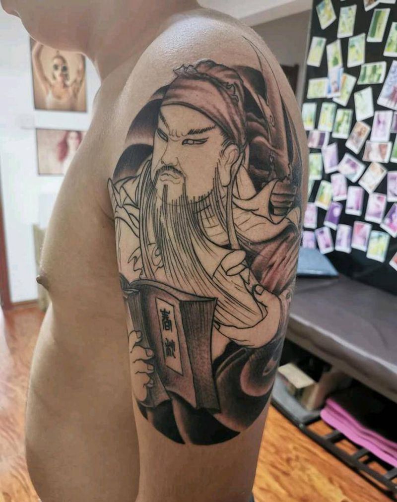 关公纹身图片_手臂老传统关公纹身图案