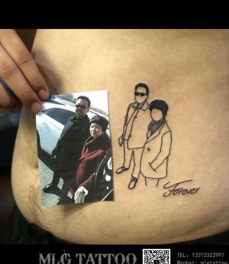照片线条纪念纹身图片