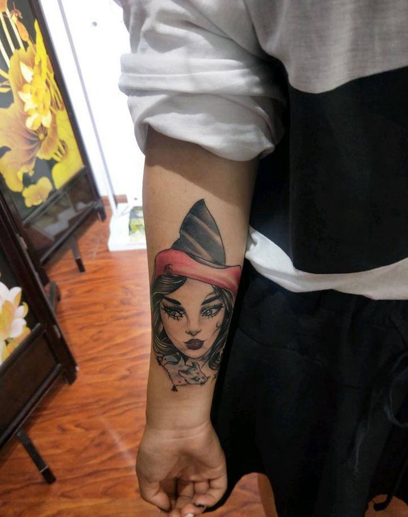 大妞纹身图片_手臂欧美人物成品纹身图案