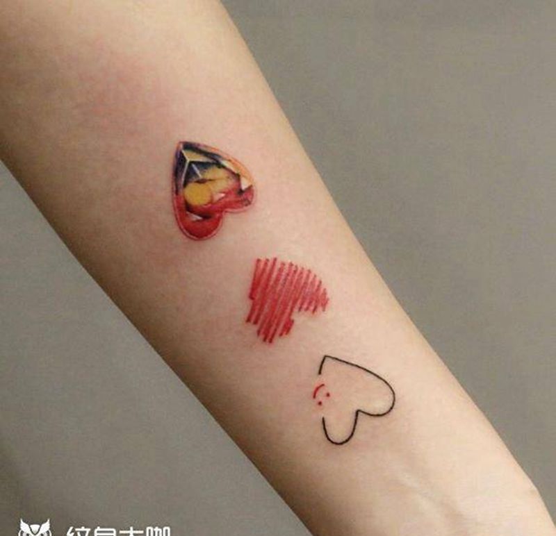 两组小清新纹身图片_手臂水彩几何纹身图案