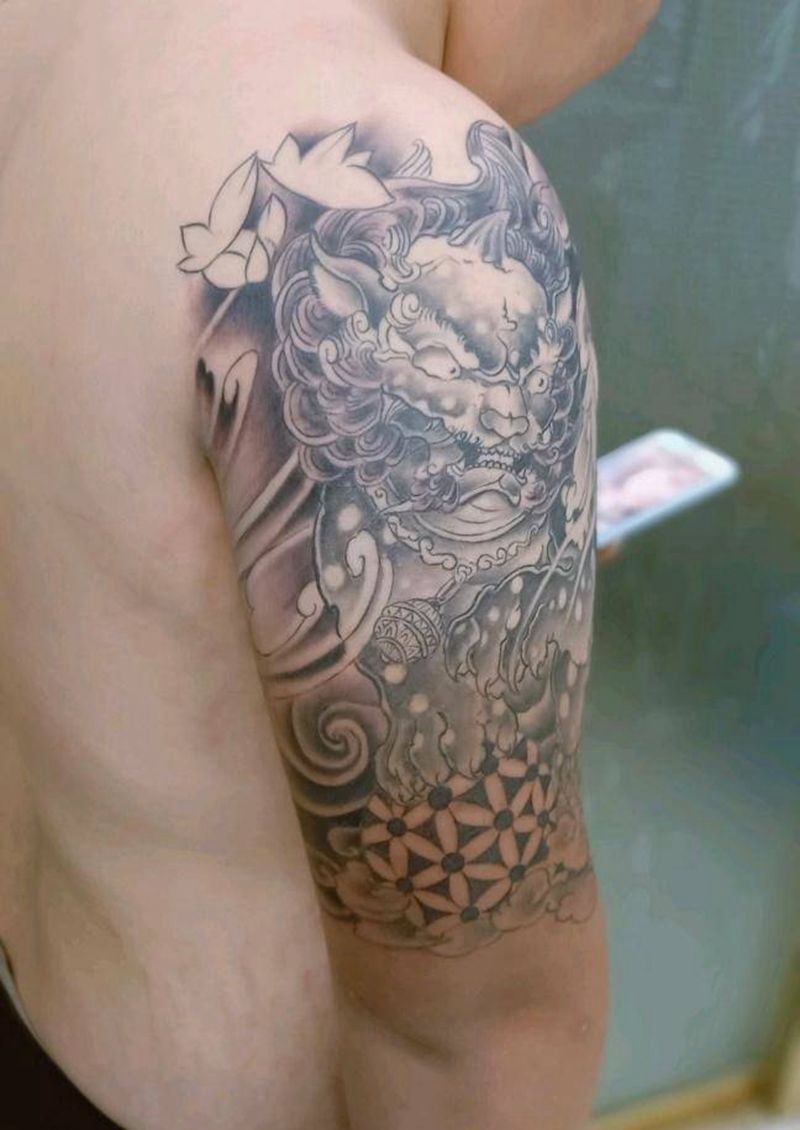 唐狮纹身图片_手臂纹身图案