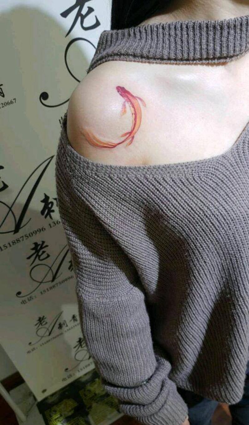 彩色小鱼纹身图片