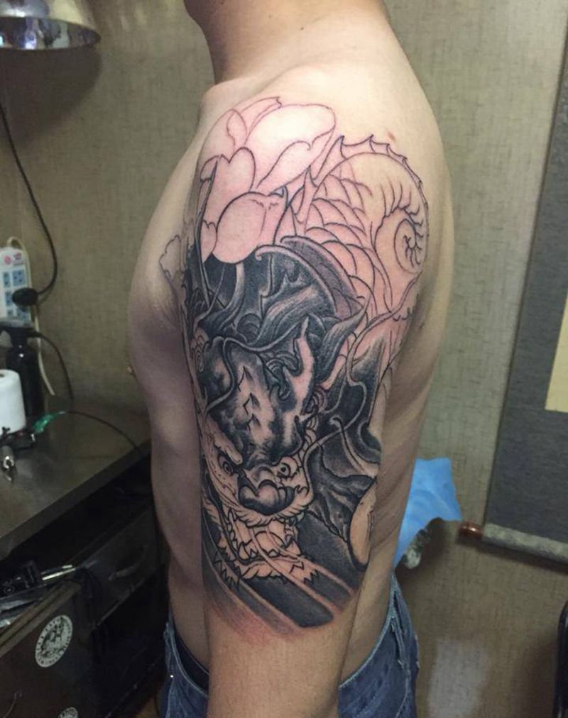 瑞兽未完成纹身图片