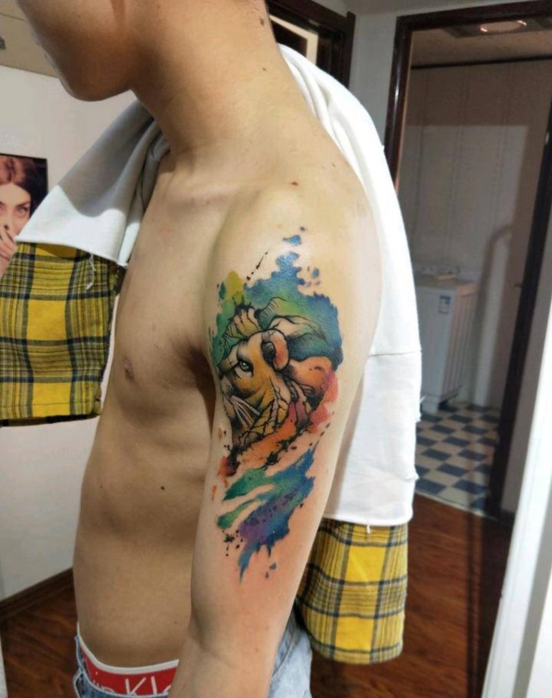 水彩纹身图片_手臂清新国画动物成品纹身图案