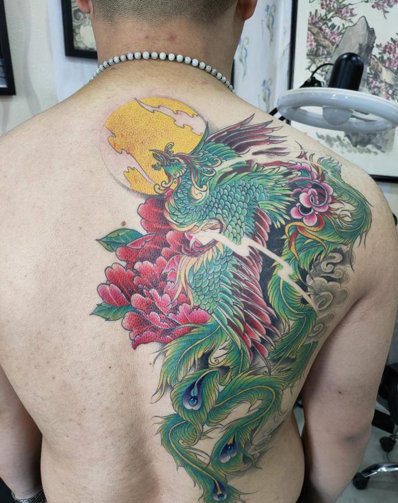 凤凰纹身图片_肩部纹身图案