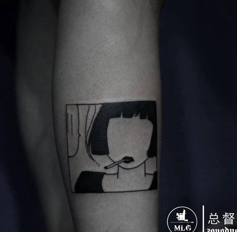 那个杀手不太冷纹身图片_成品腿部清新人物纹身图案