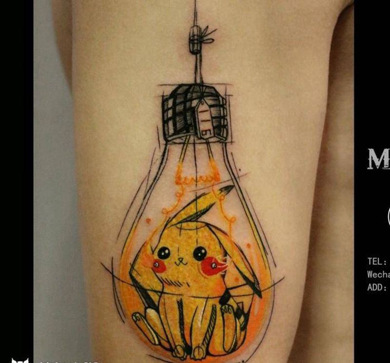 卡通皮卡丘纹身图片_手臂Old SchoolNew School纹身图案