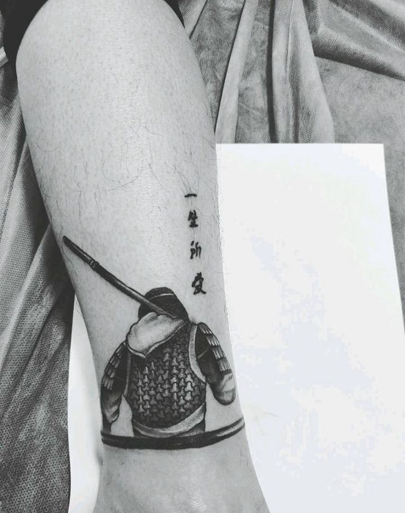 至尊宝纹身图片_腿部新传统纹身图案