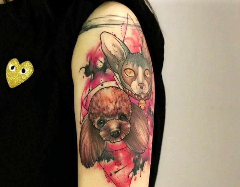 原创设计 School宠物纹身图片_肩部Old SchoolNew School纹身图案