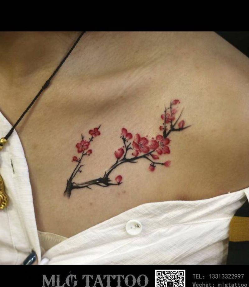 锁骨晕染系列纹身图片