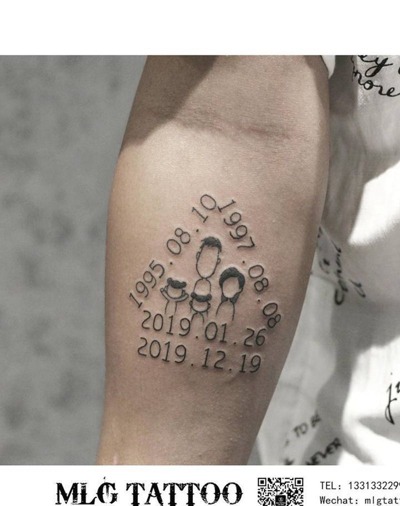 一家四口纹身图片_手臂图腾几何纹身图案