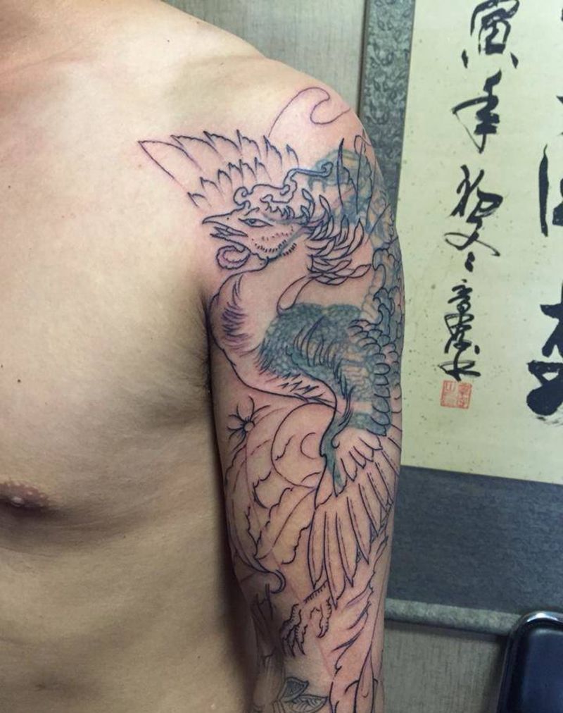 彩色覆盖未完成！线条.纹身图片