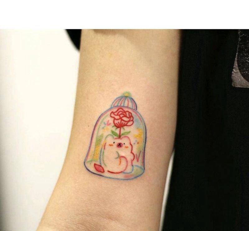 小清新可爱纹身图片_手臂水彩几何纹身图案