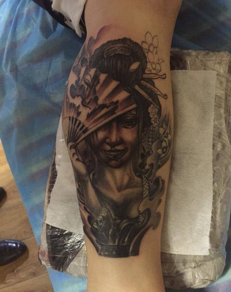 艺妓覆盖纹身图片