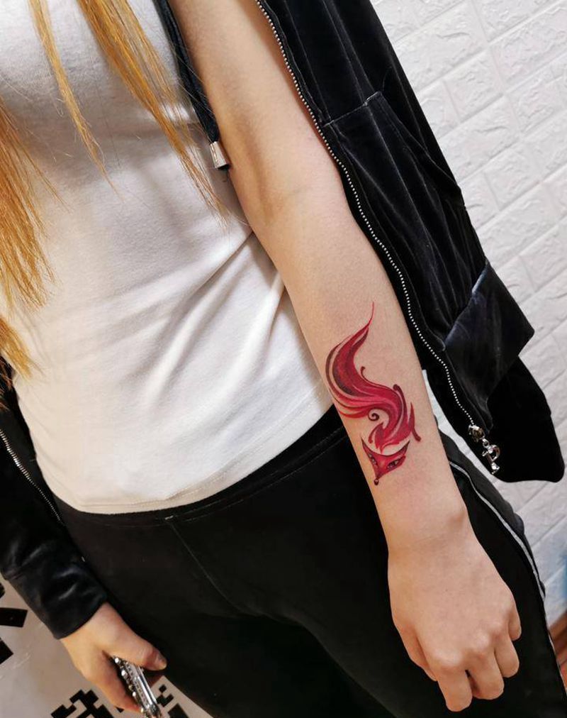 狐纹身图片_手臂小清新纹身图案