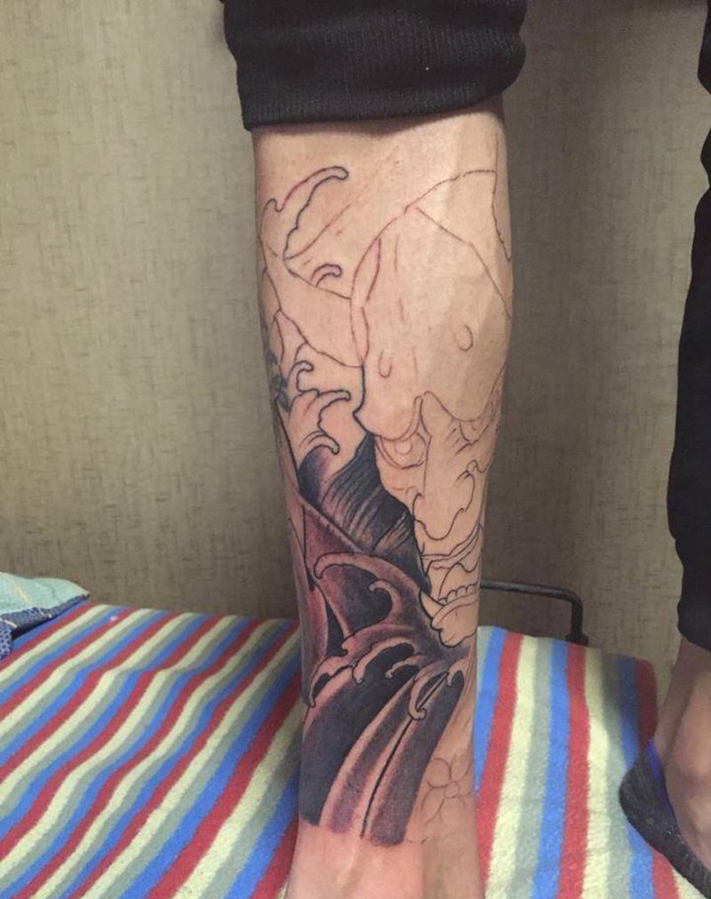 包小腿覆盖未完成！纹身图片