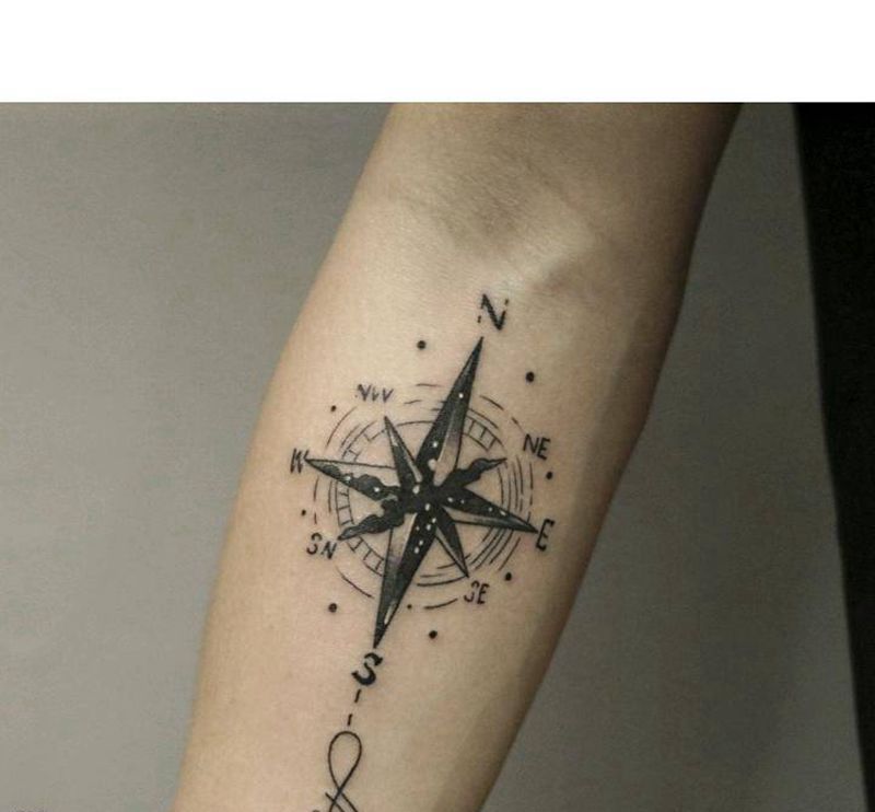 指南针纹身图片_点刺图腾纹身图案