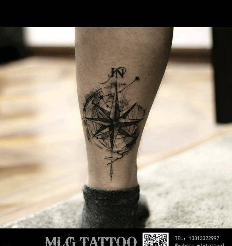 指南针纹身图片