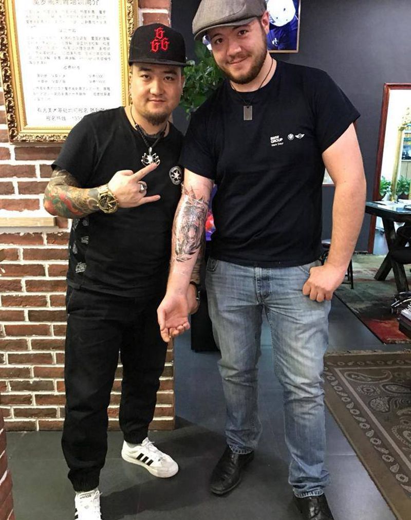 熊纹身图片_成品手臂手部欧美清新几何原创动物植物纹身图案