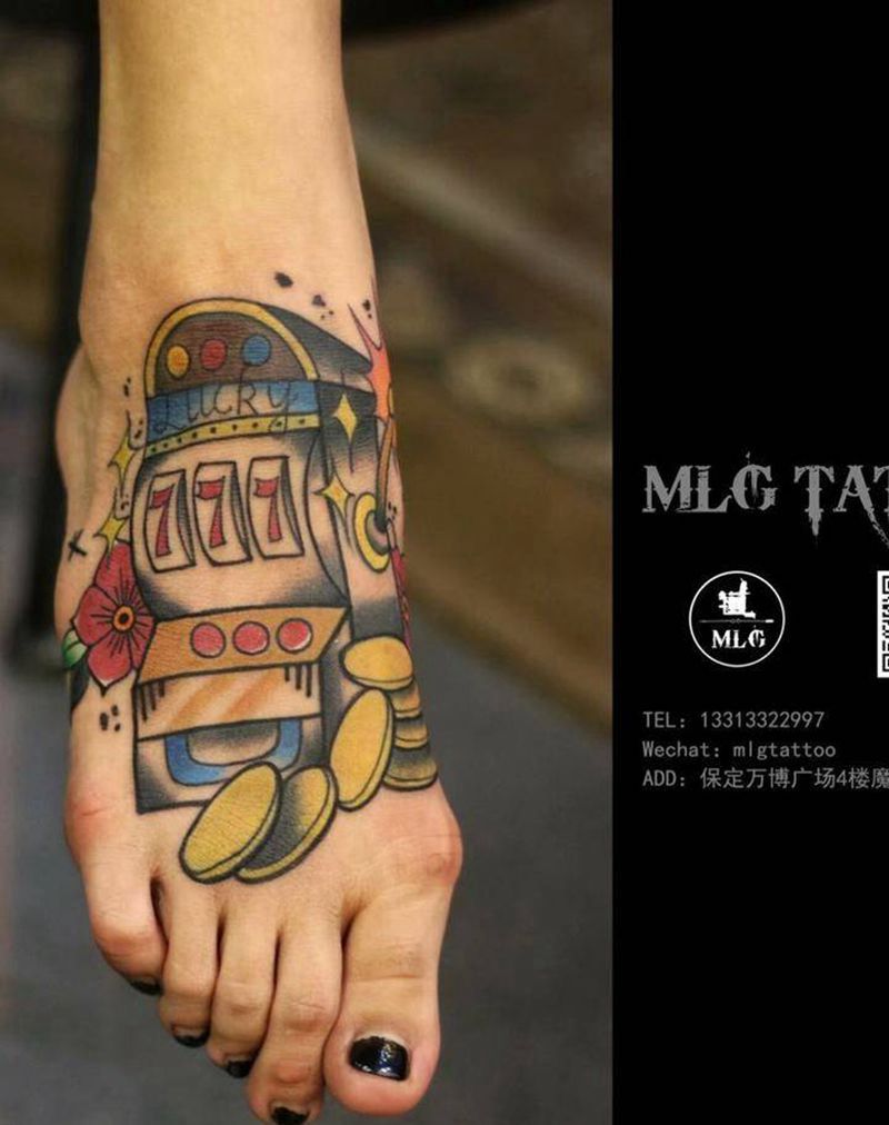 脚背school风格纹身图片