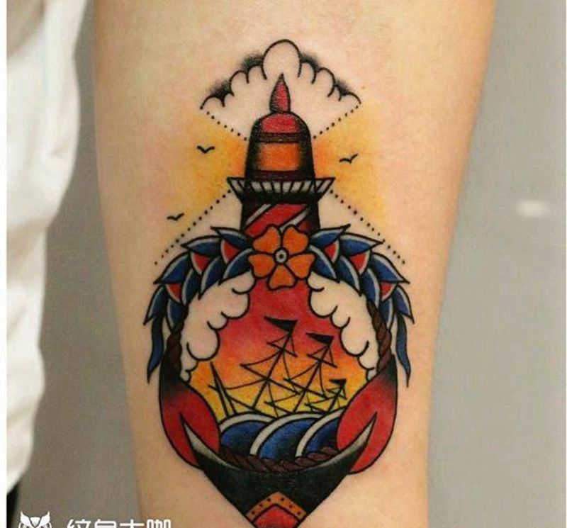 情侣school纹身图片_手臂New SchoolOld School纹身图案