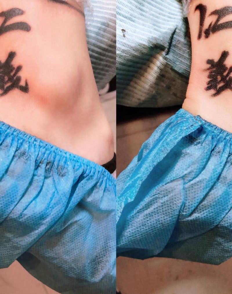 仁義纹身图片_腿部水墨纹身图案