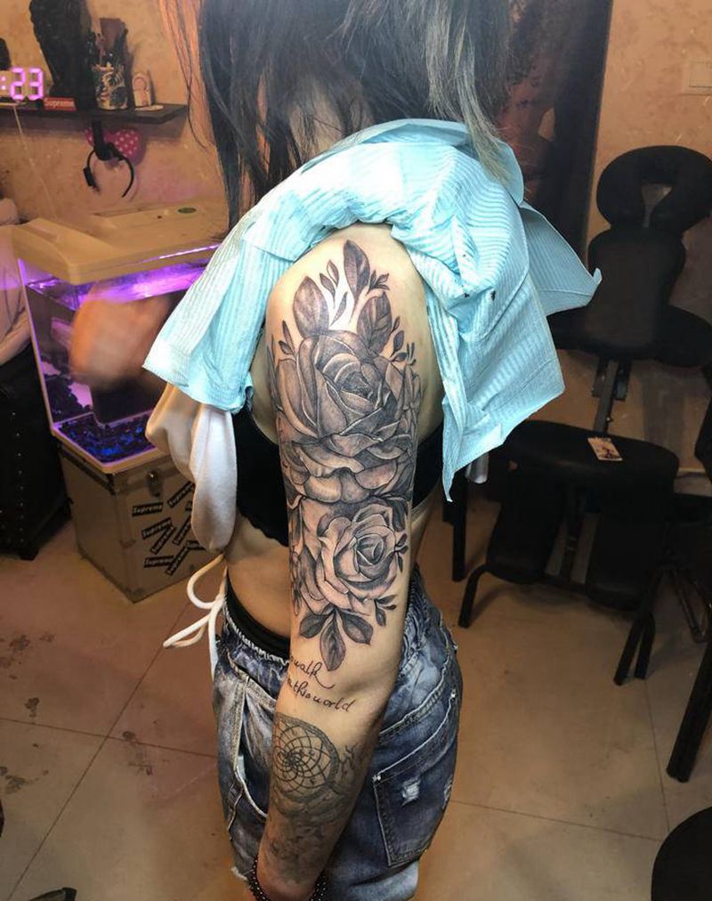 遮盖纹身图片_肩部纹身图案