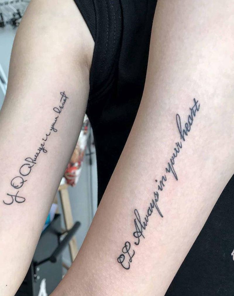 情侣英文纹身图片_手臂纹身图案