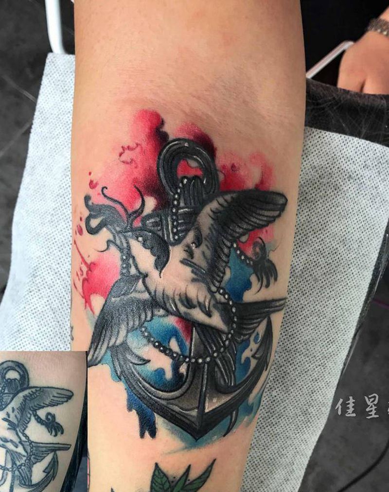 修改纹身图片_手臂水彩纹身图案