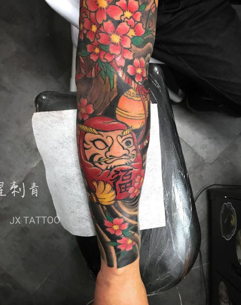 达摩纹身图片_手臂新传统纹身图案