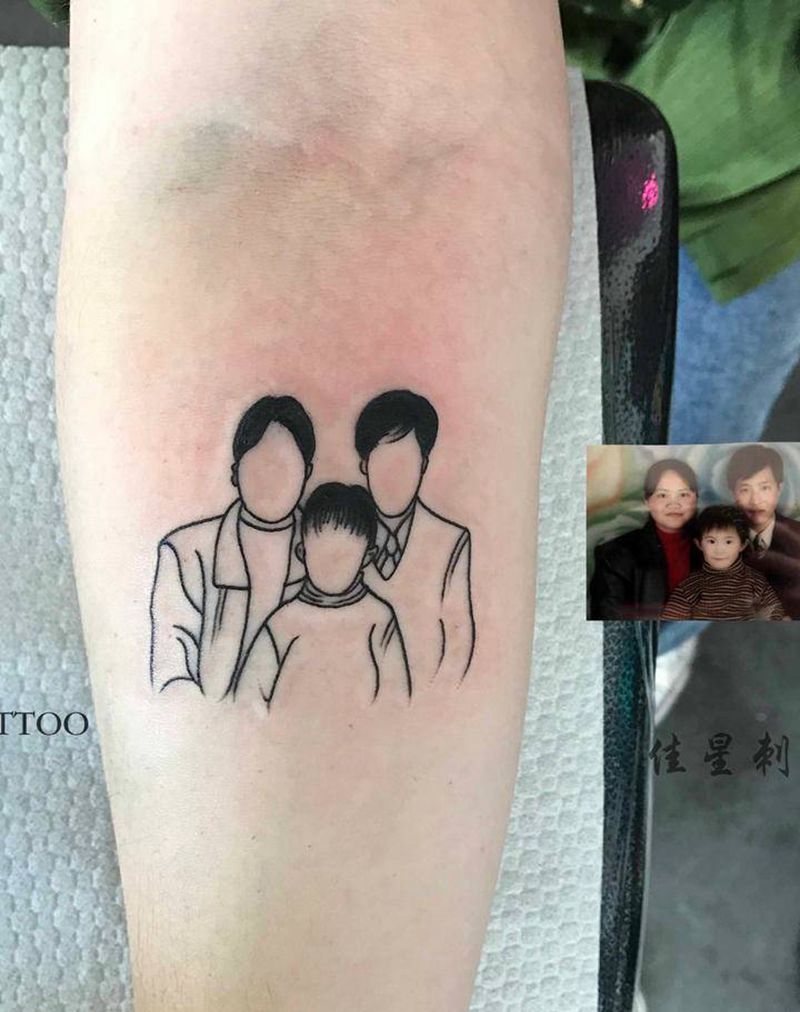 线条照片纹身图片_手臂纹身图案