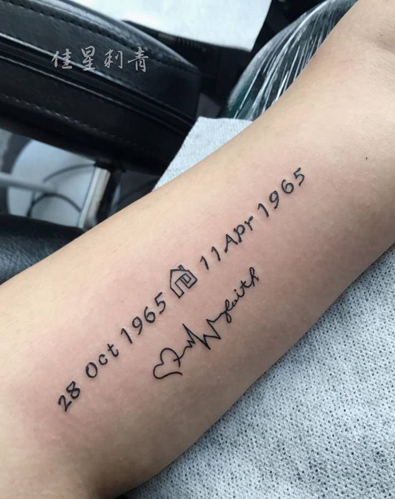 父母的生日纹身图片_手臂纹身图案